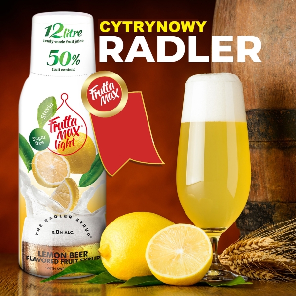 Syrop FruttaMax RADLER CYTRYNOWY Light 500 ml na 12 litrów